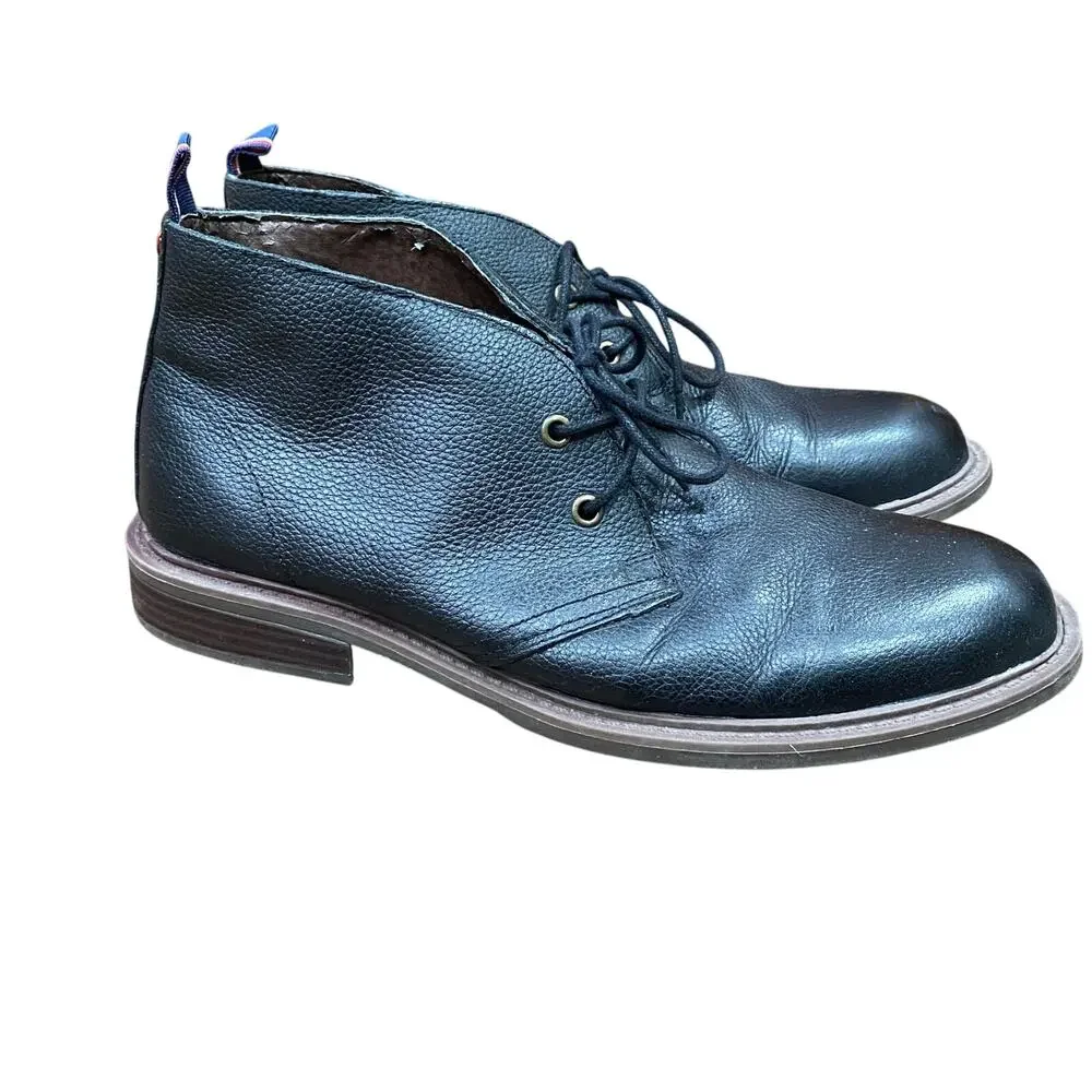 Tommy Hilfiger Chukka Boots Men’s Shoe Size 9 Black Leather Lace Up Ankle Boots